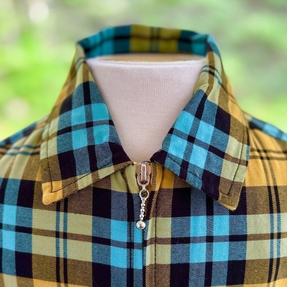 Urban Outfitters Full Zip Jacket Size XS Yellow/Blue/Black Plaid Print - Picture 12 of 12